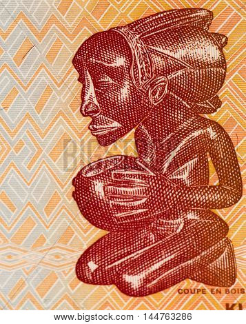 10 Congoles francs bank note of Congo. Congoles franc is the national currency of Congo