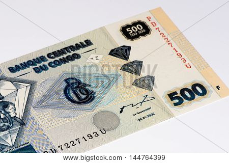 500 Congolese francs bank note of Congo. Congoles franc is the national currency of Congo