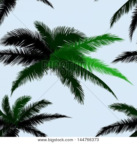 Floral tiled background. Summer leaves flourish seamless pattern. Plam leaf ornament