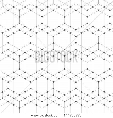 Geometric lines and dots. Line pattern. Modern cube background. Cell abstraction. Connection vector illustration for print and web design. Network black pattern. Organic concept.