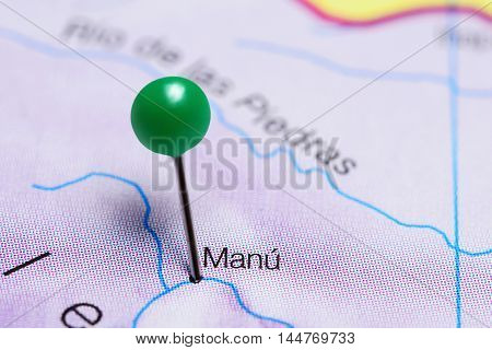 Manu pinned on a map of Peru