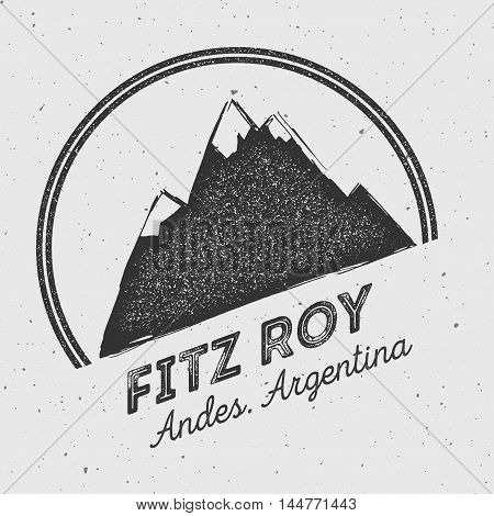 Fitz Roy In Andes, Chile Outdoor Adventure Logo. Round Mountain Vector Insignia. Climbing, Trekking,