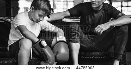 Young Boy Trainer Relaxation Lifestyle Concept