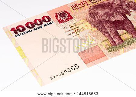 10000 Tanzanian shillings bank note. Tanzanian shilling is the national currency of Tanzania