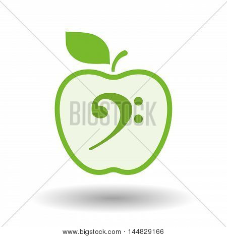 Isolated  Line Art  Apple Icon With An F Clef
