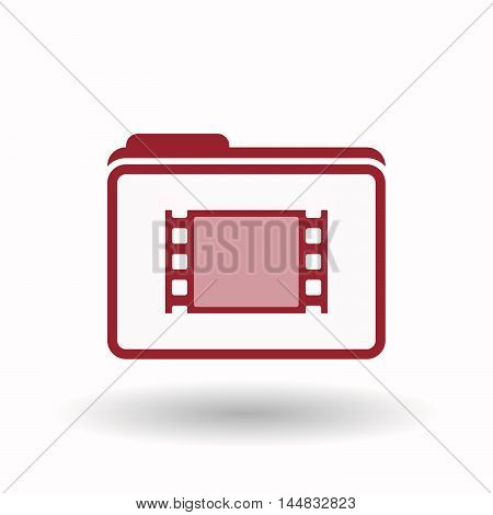 Isolated  Line Art Folder Icon With A Film Photogram