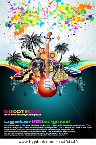 Trooppinen musiikkia Disco Tapahtumalehtinen sateenkaaren värit