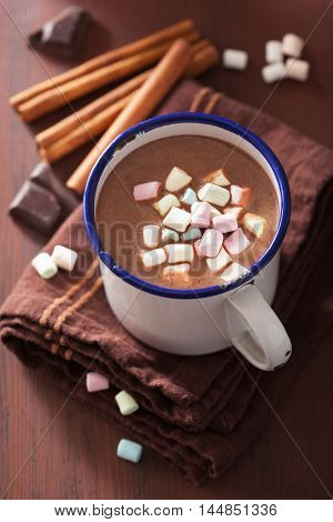 hot chocolate with mini marshmallows cinnamon winter drink