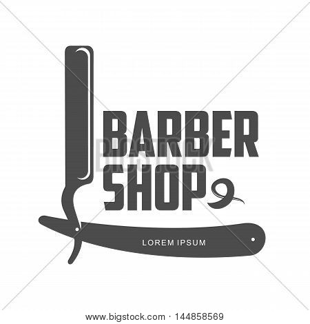 vintage barber shop logo, label, badge and design element, illustration isolated on white background. Combs, moustache and scissors logo for barbershops, beauty salons, hairdressers