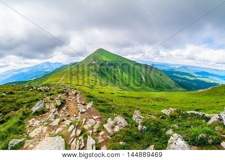 The highest mountain of Ukraine Hoverla 2061 m. Chornogora ridge, Ukraine. Carpathians.