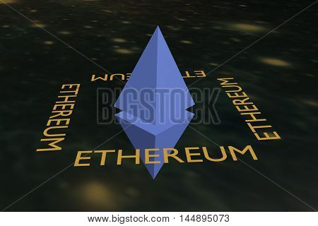 ethereum cryptocurrency a sign on the background of the universe