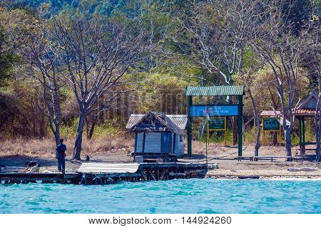 Komodo National Park, Indonesia - August 18, 2008: Entrance To Satonda With Komodo Dragons
