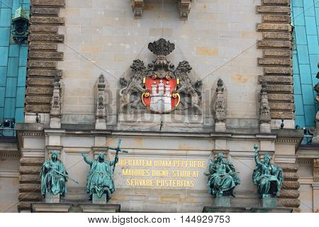 Hamburg town hall - details on wall