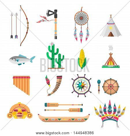 Indians icon temple ornament and indians element retro boho. Indians icons vintage hinduism, indians dreamcatcher ethnic people. Indians icons traditional travel temple religion ornament vector.