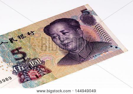 5 yuan bank note of China. Yuan is the national currency of China