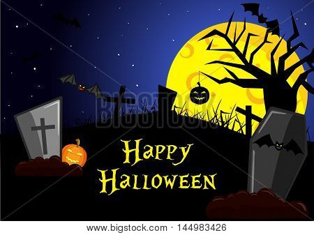 Happy Halloween vector background night Holiday Moon