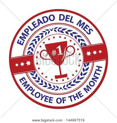 Employee of the Month (Spanish language: Empleado del mes) - Printable rubber grunge label / badge