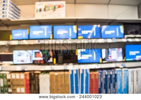 Abstract Blurred Smart Tvs With 4K And Ultra Hd Display