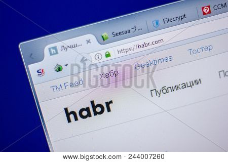 Ryazan, Russia - June 05, 2018: Homepage Of Habr Website On The Display Of Pc, Url - Habr.com