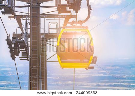 The Funicular Descends To The Foot Of The Mountain In The Polish Mountains, The Funicular Opposite T