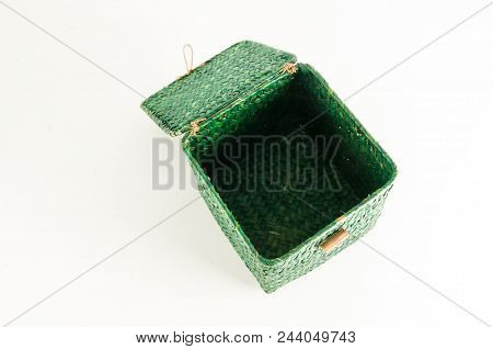 Vimini Wicker Boxes Isolated On White Background