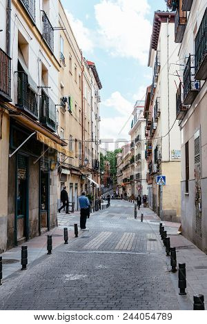 Madrid, Spain - June 2, 2018: Street View Of Lavapies Quarter In Madrid. It Was Long Considered The 