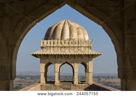 Jahaz Mahal , Ship Palace In Sunrise. Mandu, Madhya Pradesh. India. Old Indian Architecture On The B