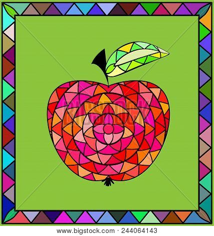 Abstract Colored Background Image Of Apple Consisting Of Lines And Figures