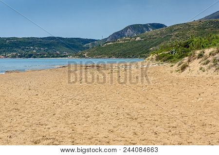 Panorama Of Kaminia Beach In Kefalonia, Ionian Islands, Greece