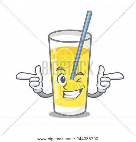 Wink Lemonade Character Cartoon Style Vector Illustration