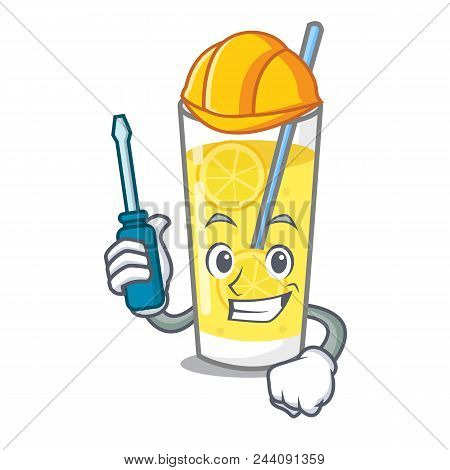 Automotive Lemonade Mascot Cartoon Style Vector Illustration
