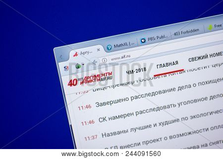 Ryazan, Russia - June 05, 2018: Homepage Of Aif Website On The Display Of Pc, Url - Aif.ru