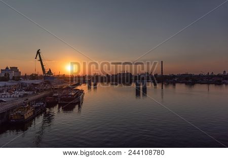 Industrial District Of Kiev View From Rybalskii Bridge