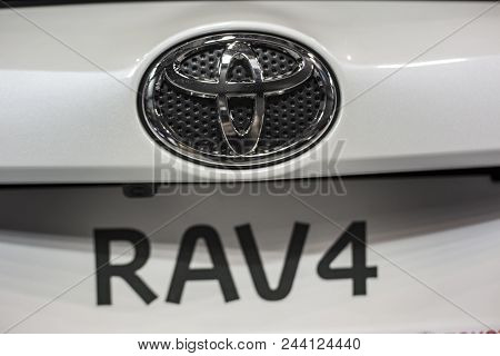 Minsk, Belarus May 2018 Logo On Auto During Autoexhibition