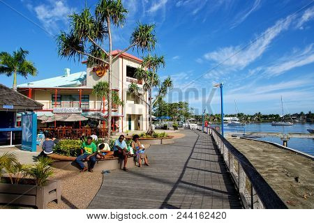 Denarau, Fiji - December 8: Unidentified People Sit At The Waterfront On December 8, 2013 On Denarau