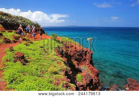Rabida Island, Ecuador -april 22: Unidentified People Visit Rabida Island On April 22, 2015 In Galap