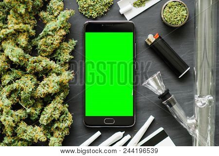 Grinder A Lot Ofx Marijuana, Fresh Buds Of Cannabis Many Weed. Copy Spase Copy-space