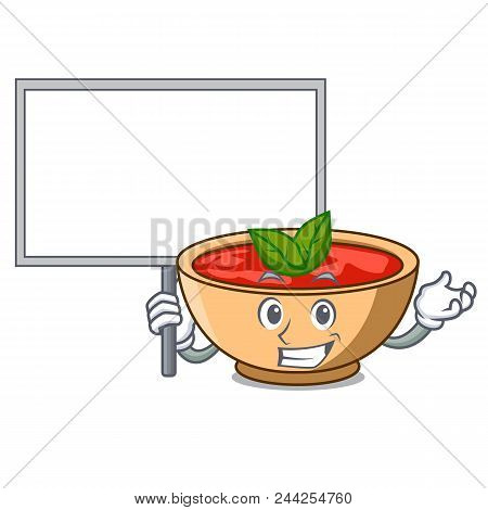 Bring Board Tomato Soup Character Cartoon Vector Illustration