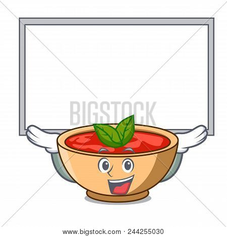 Up Board Tomato Soup Character Cartoon Vector Illustration