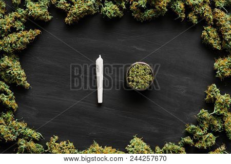 Grinder A Lot Ofx Marijuana, Fresh Buds Of Cannabis Many Weed. Copy Spase Copy-space