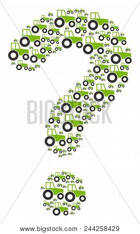 Unknown Mosaic Created From Wheeled Tractor Objects. Vector Wheeled Tractor Icons Are Combined Into 