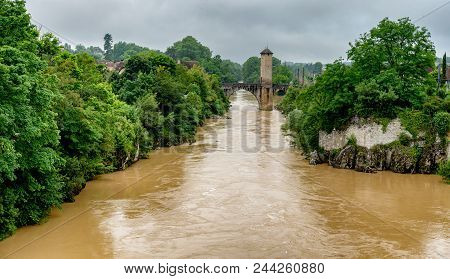 A Bridge Over River Gave De Pau In Orthez - France