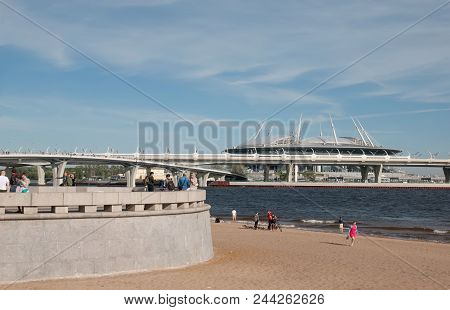 Saint-petersburg, Russia - June 3, 2018: People Rest In 300 Years St. Petersburg Anniversary Park Ne