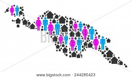 Population New Guinea Countries Map. Household Vector Mosaic Of New Guinea Countries Map Formed Of R