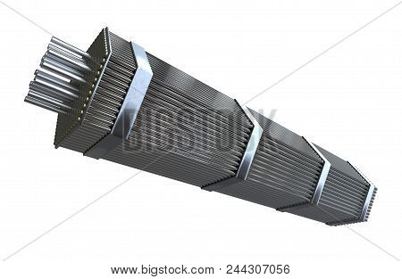 Nuclear Fuel Assembly Isolated On White. 3d Rendering