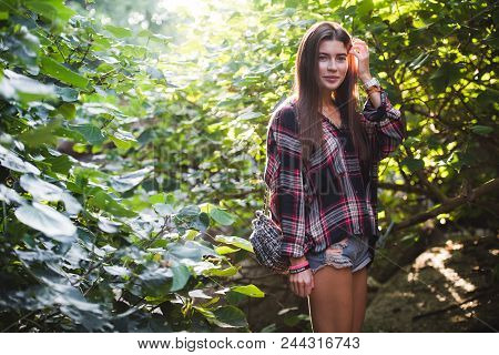 Outdoor Fashion Image Of Stylish Young Lady, Fashionable.lifestyle Portrait Of Stunning Hipster Girl