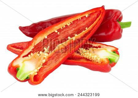 Sweet Ramiro Red Pointed Peppers Isolated On A White Background