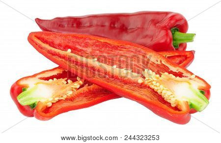 Sweet Ramiro Red Pointed Peppers Isolated On A White Background