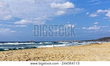 Spiaggia Li Junchi Badesi Beach On The Mediterranean And Bay At Isola Rossa