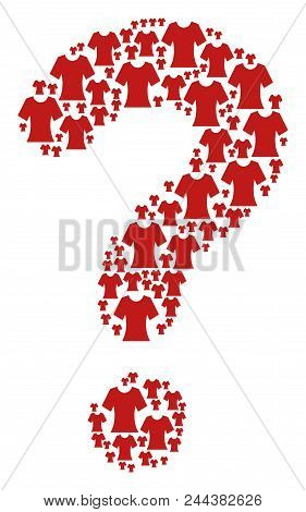Unknown Shape Composed From Lady T-shirt Icons. Vector Lady T-shirt Icons Are Combined Into Know How